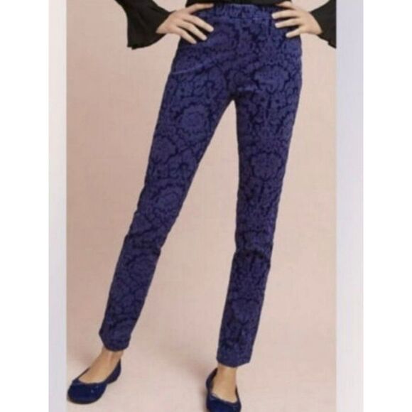 Anthropologie the essential skinny burnout velvet pant purple size 8 - Picture 10 of 10